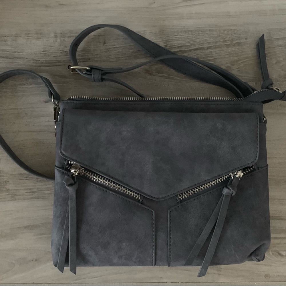 Grey Crossbody Purse with Multi Compartments